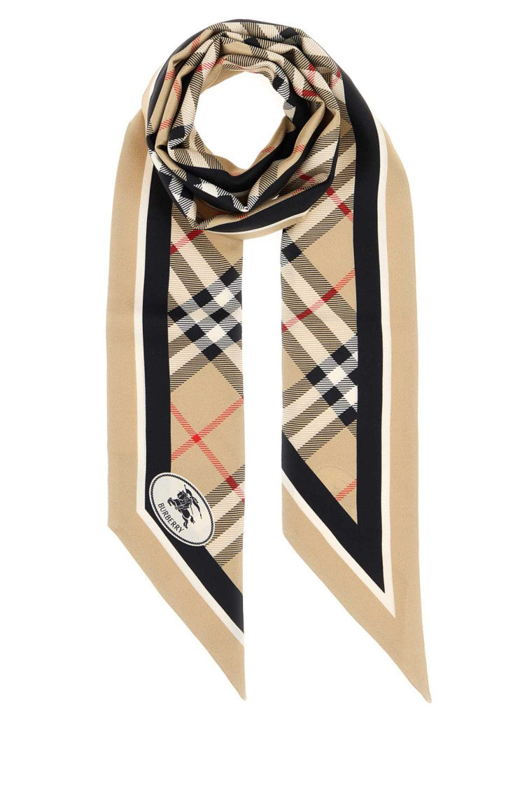Beige Check Printed Bandana Scarf 1