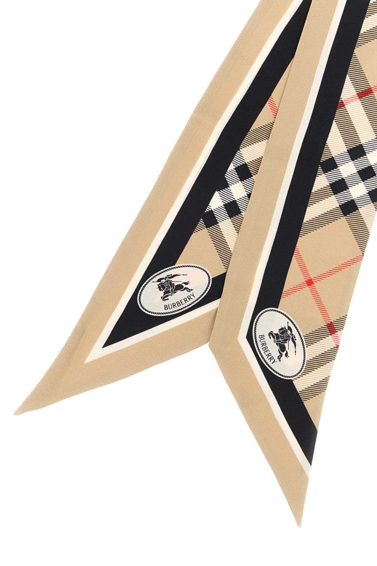 Beige Check Printed Bandana Scarf 2