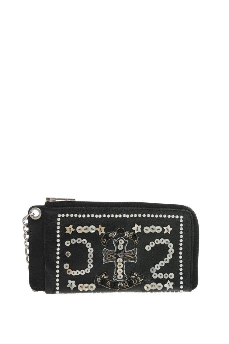 Black Vintage-Effect Embellished Wallet 1