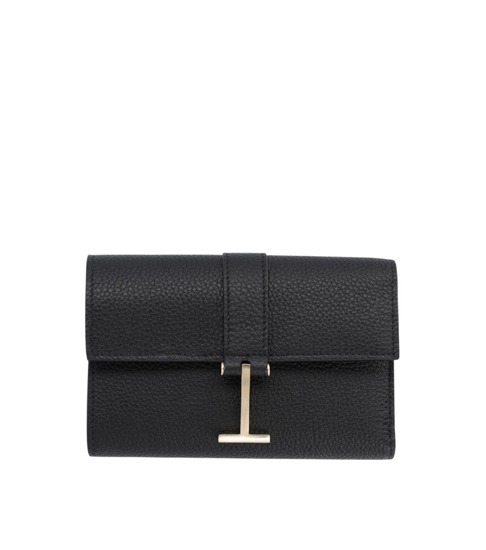 Black T Logo Textured Wallet 1