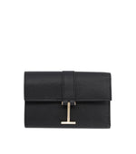 Black T Logo Textured Wallet 1