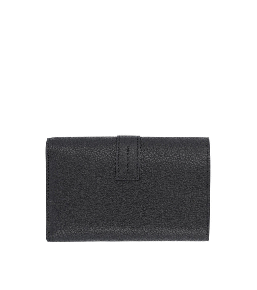 Black T Logo Textured Wallet 2