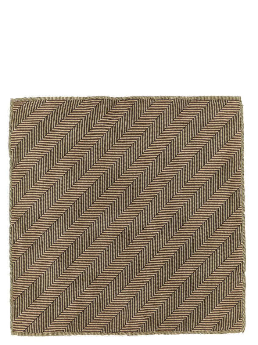 Beige Chevron Printed Pocket Square 1