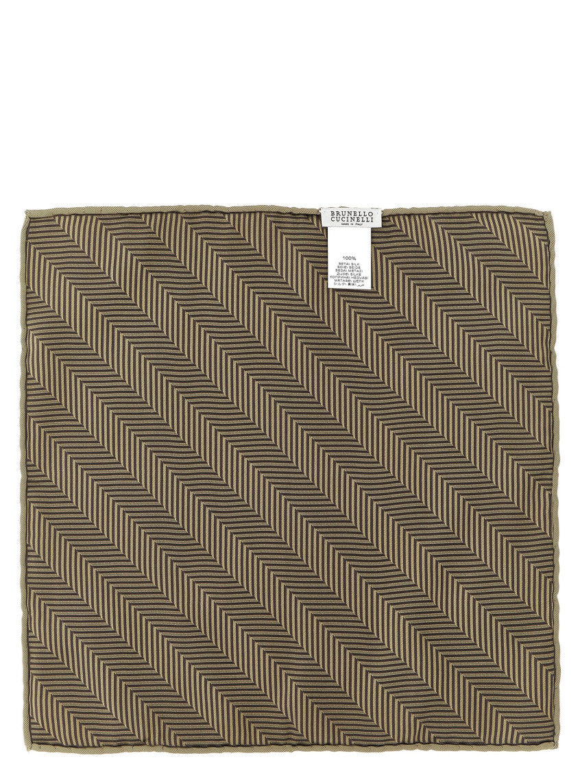 Beige Chevron Printed Pocket Square 2