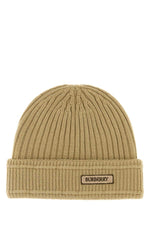 Beige Textured Beanie Hat 1