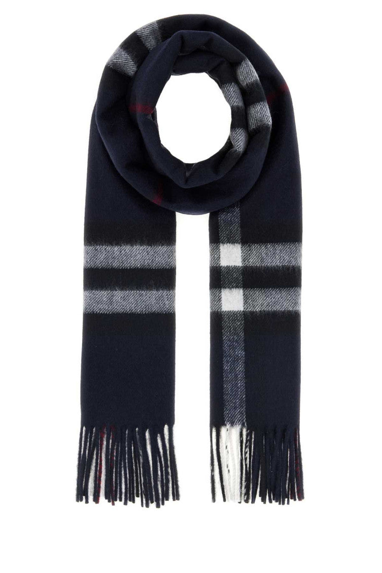 Navy Blue Check Scarf 1