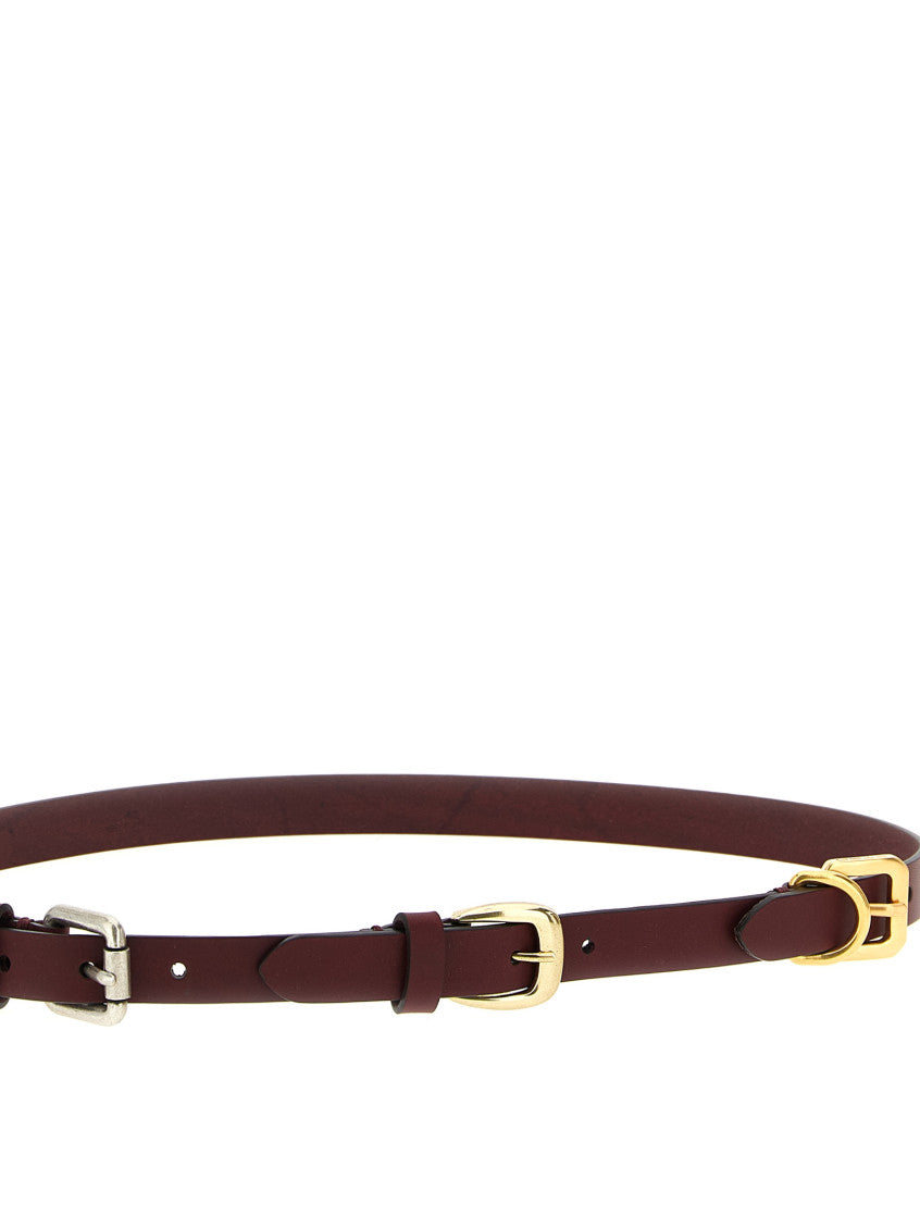 Maroon Triple Buckle Belt 3