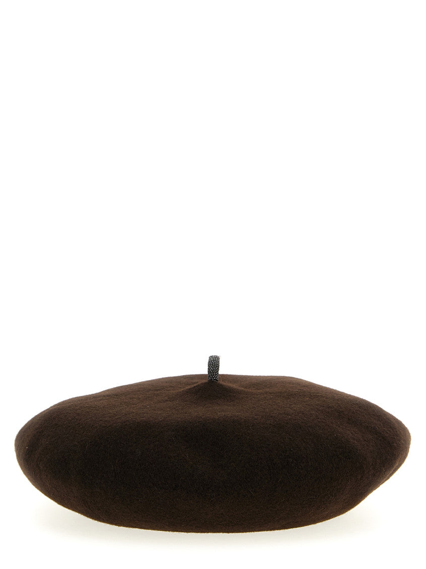 Brown Solid Beret Hat 1