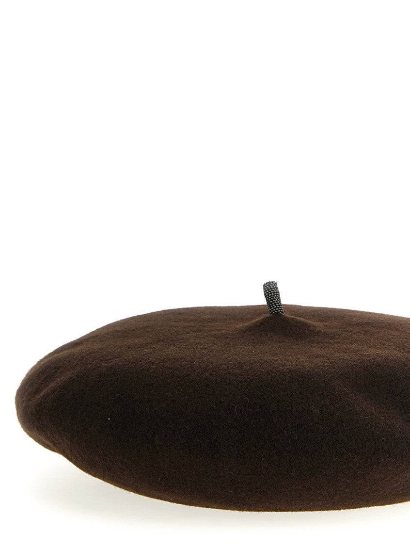 Brown Solid Beret Hat 2