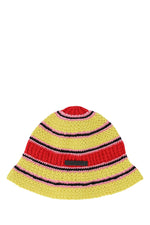 Yellow Red Embroidered Crochet Hat 1