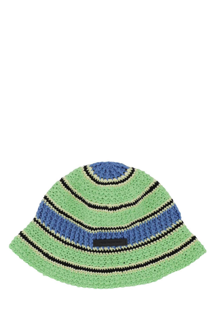 Green Blue Embroidered Crochet Hat 1