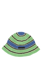 Green Blue Embroidered Crochet Hat 1