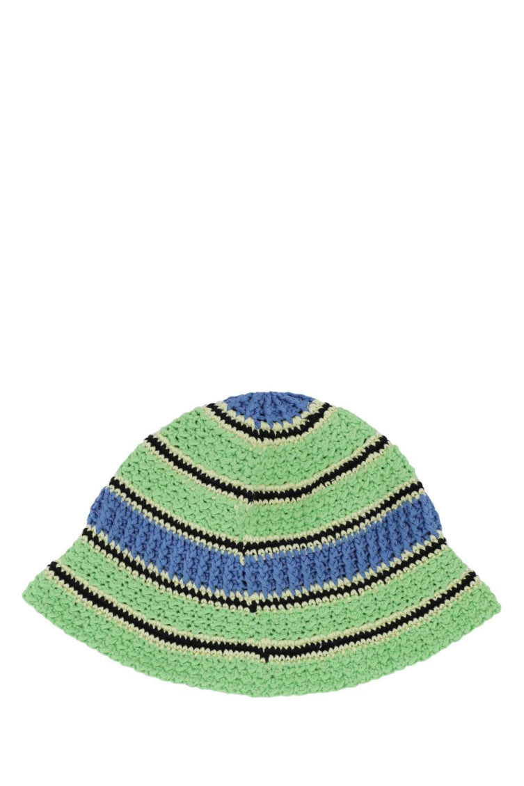 Green Blue Embroidered Crochet Hat 2
