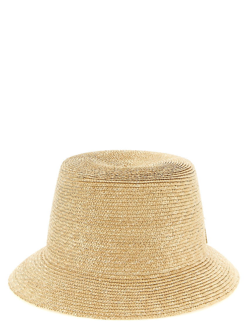 Beige Cassandre Straw Bucket Hat 1