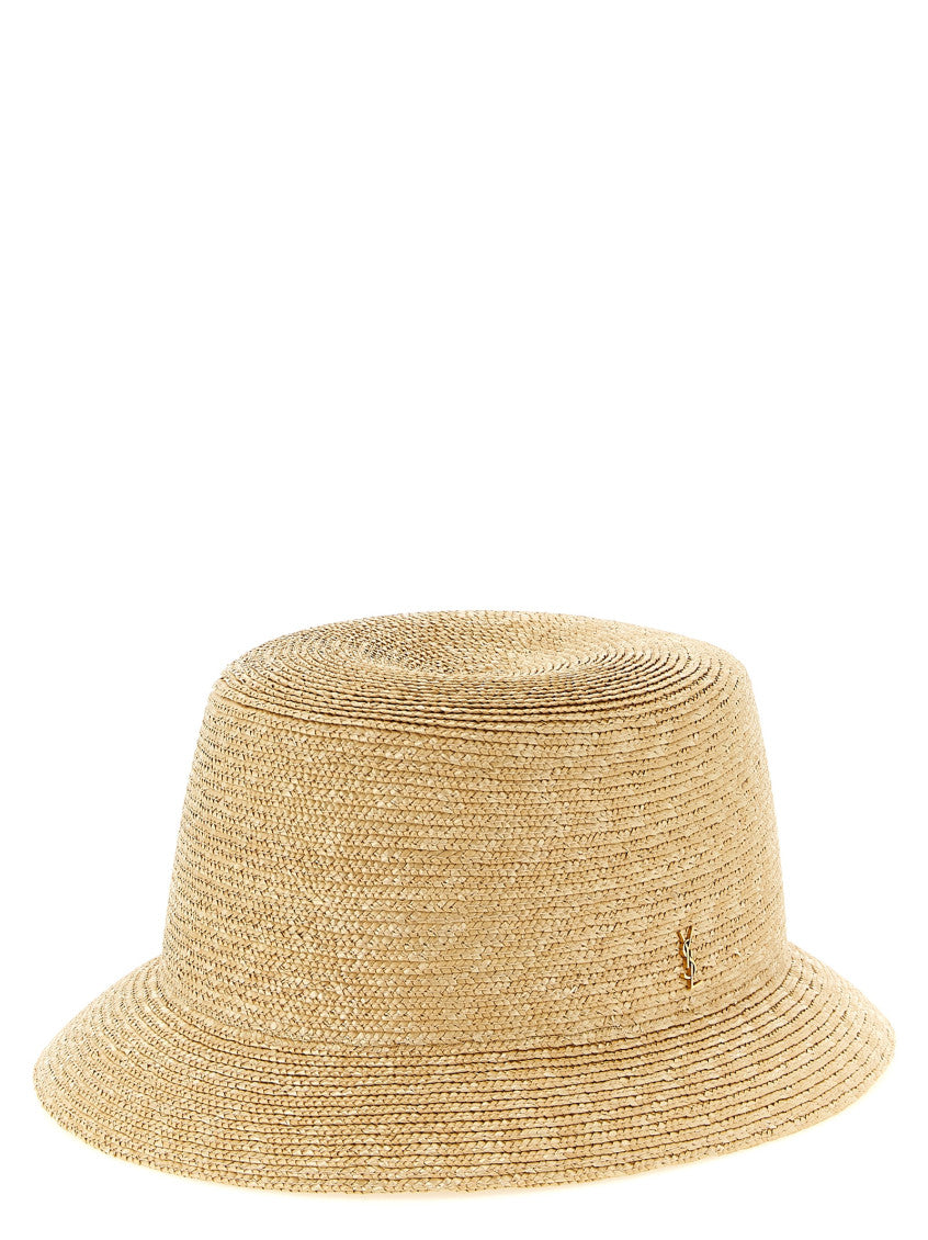 Beige Cassandre Straw Bucket Hat 2