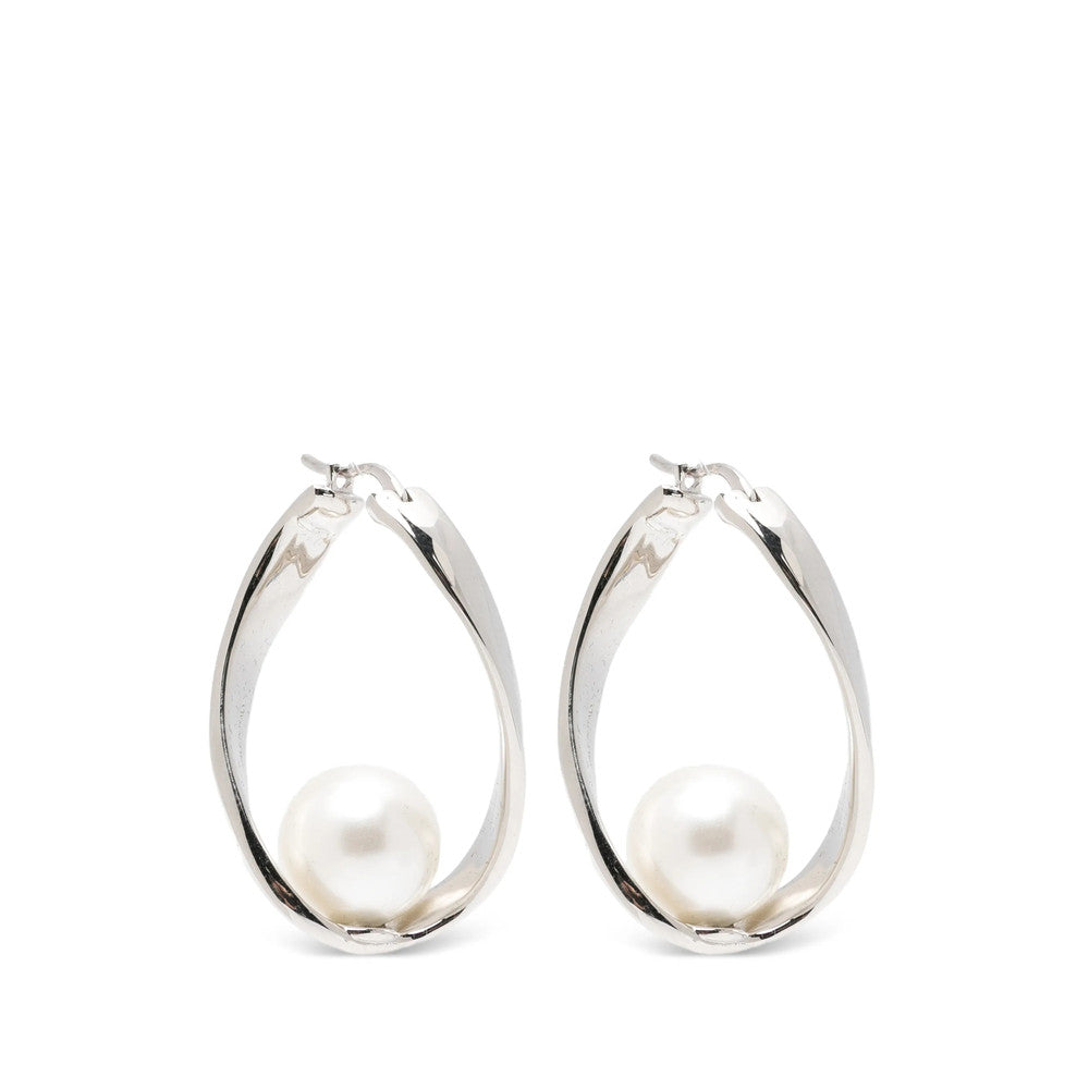 Silver Sculpted Hoop Earrings 1