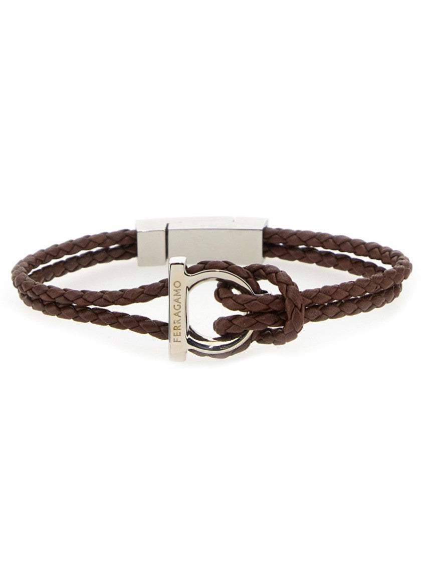 Brown Gancini Braided Bracelet 1