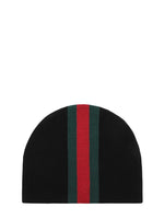 Black Web Striped Beanie Cap 1