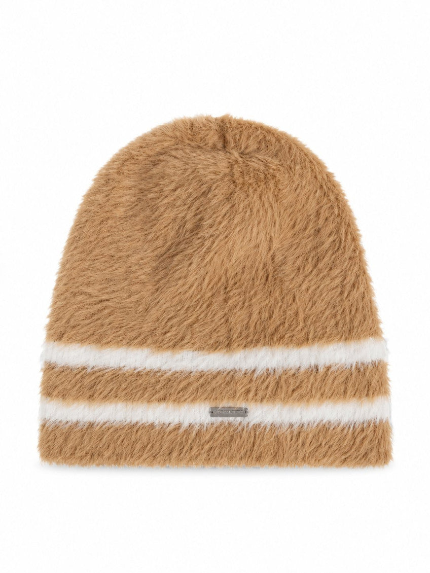 Light Brown Striped Beanie Cap 1
