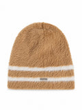 Light Brown Striped Beanie Cap 1