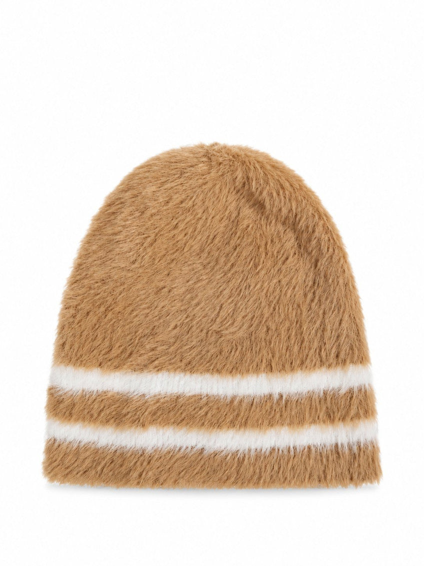 Light Brown Striped Beanie Cap 2