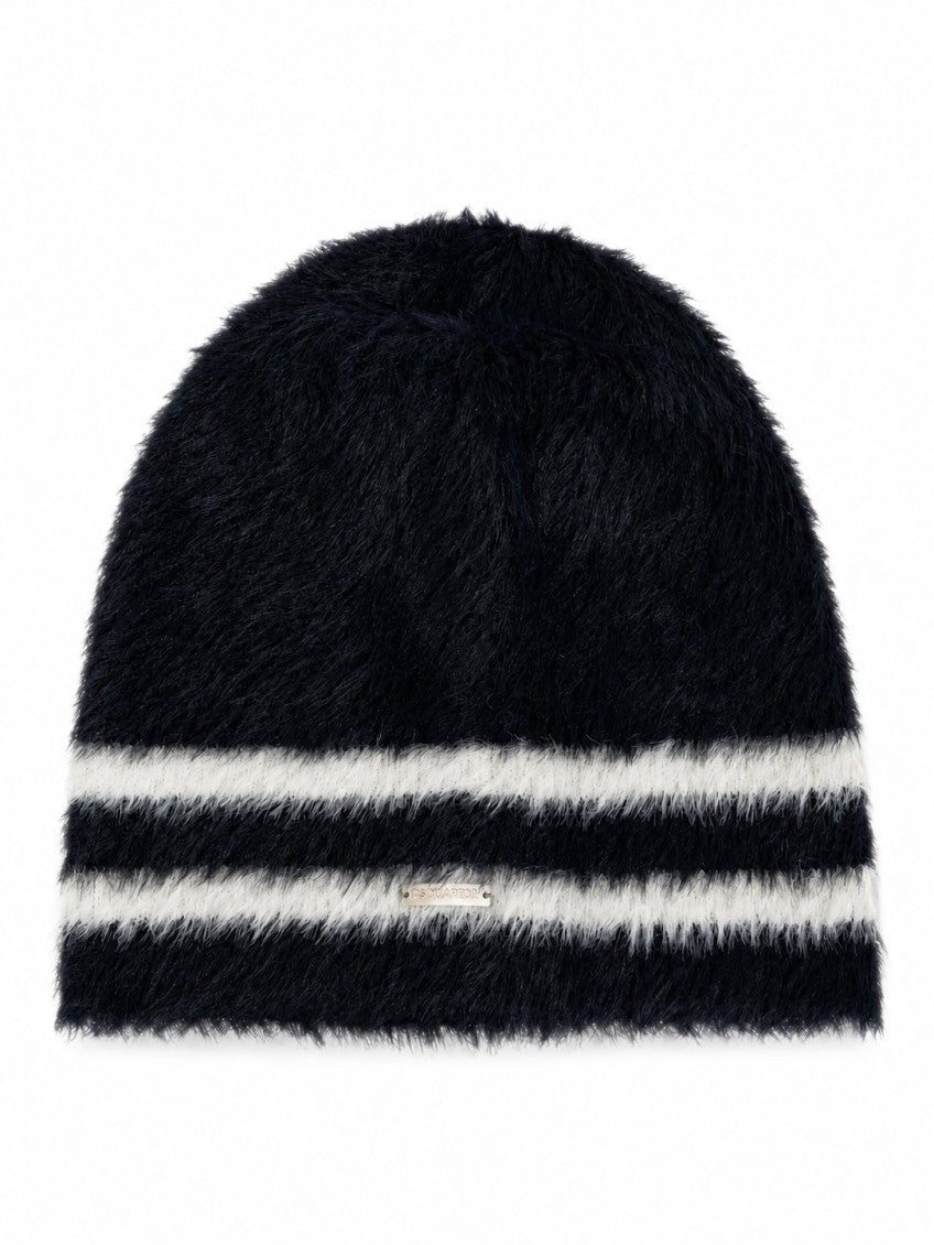 Navy Blue Striped Beanie Cap 1