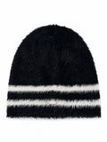 Navy Blue Striped Beanie Cap 1
