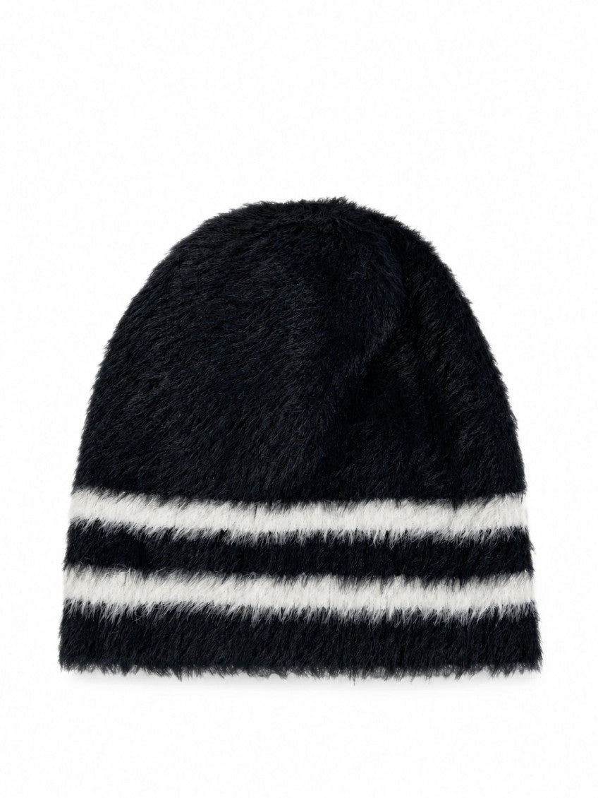 Navy Blue Striped Beanie Cap 2