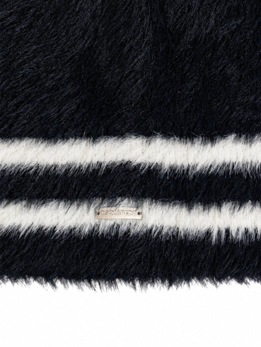 Navy Blue Striped Beanie Cap 3