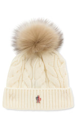 Off White Knitted Beanie Cap 1