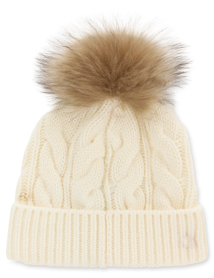 Off White Knitted Beanie Cap 2