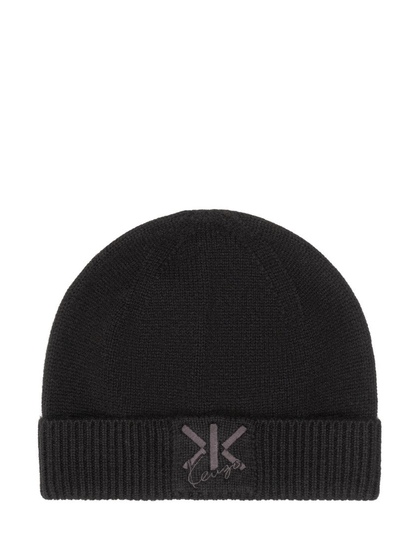 Black Logo Beanie Cap 1
