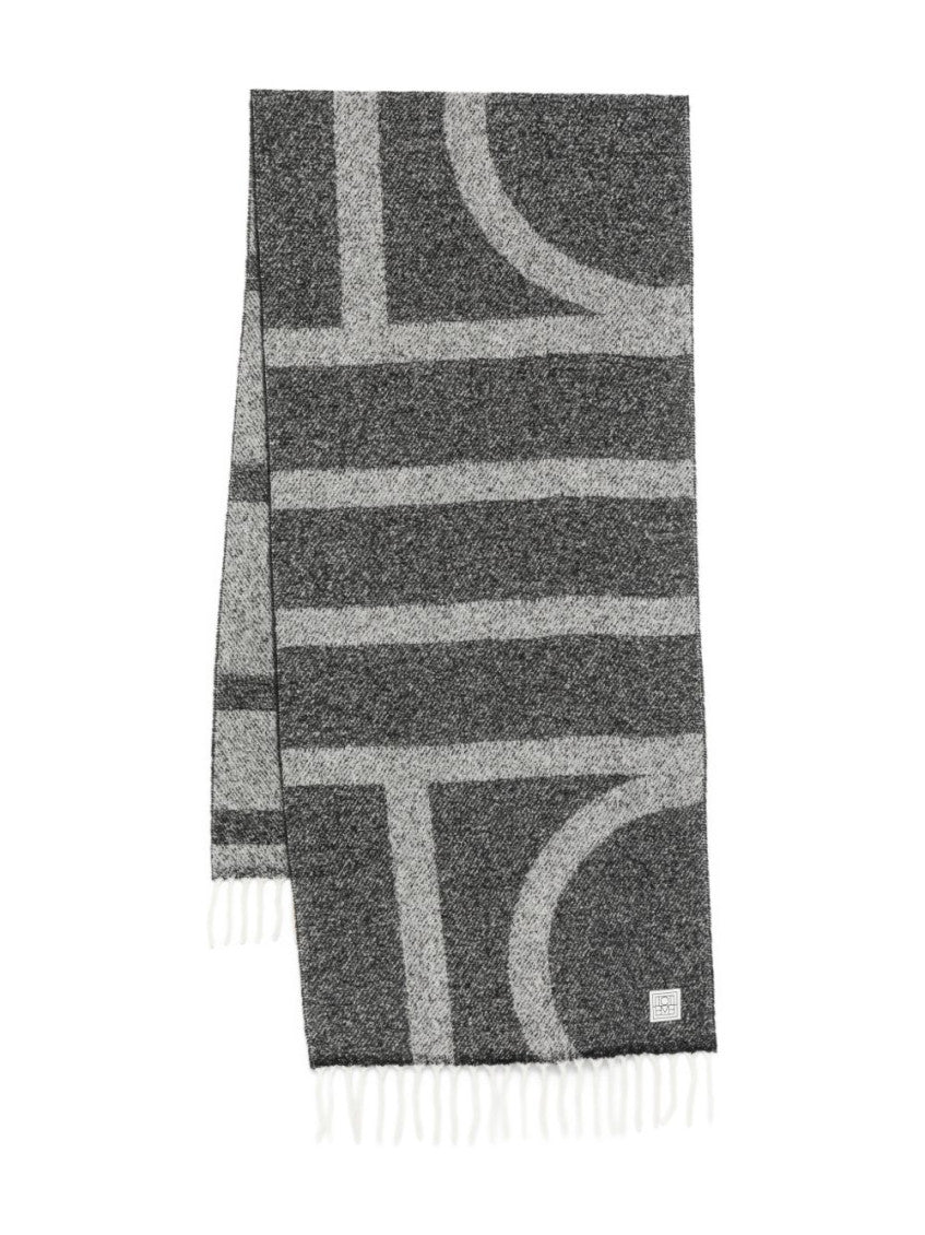 Black Monogram Wool Scarf 1