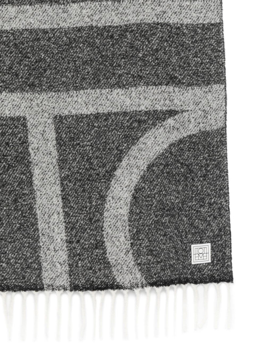 Black Monogram Wool Scarf 3