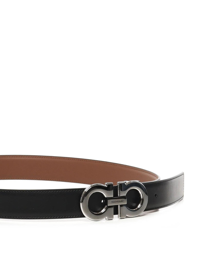 Black Reversible Gancini Belt 2