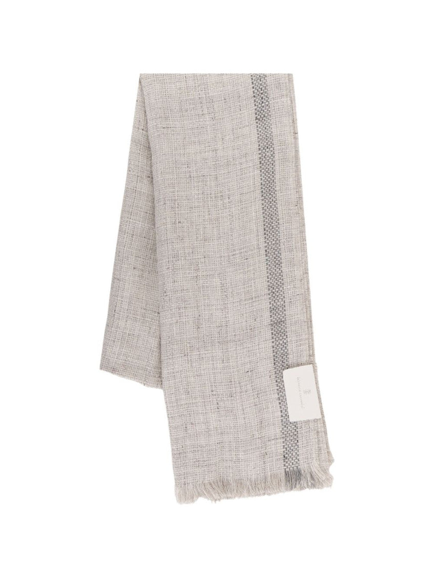 Grey Logo Fringed Scarf 1