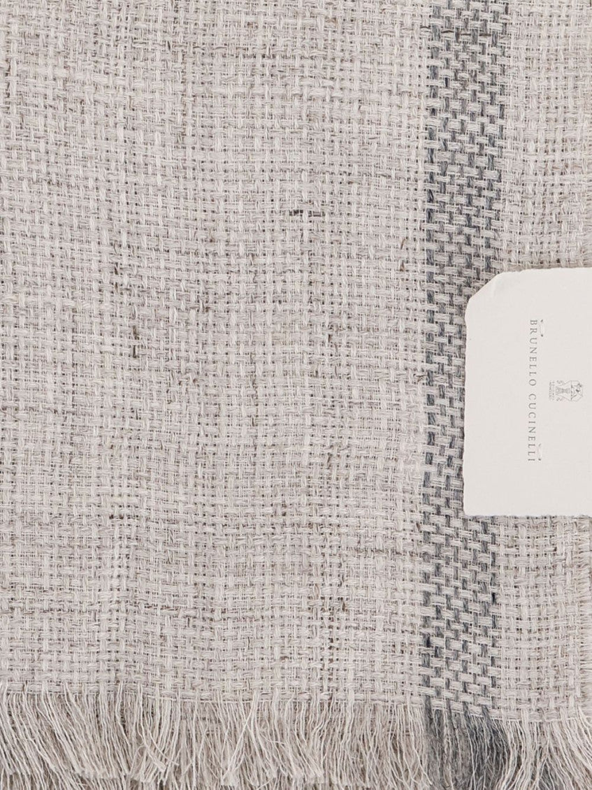 Grey Logo Fringed Scarf 2
