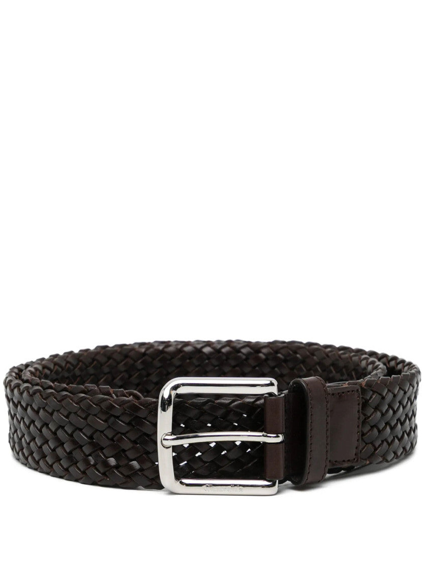 Dark Brown Woven Buckle Belt 1