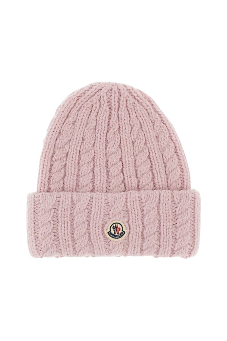 Light Pink Cable-Knit Beanie Cap 1