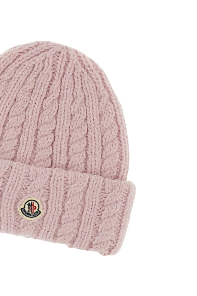 Light Pink Cable-Knit Beanie Cap 2