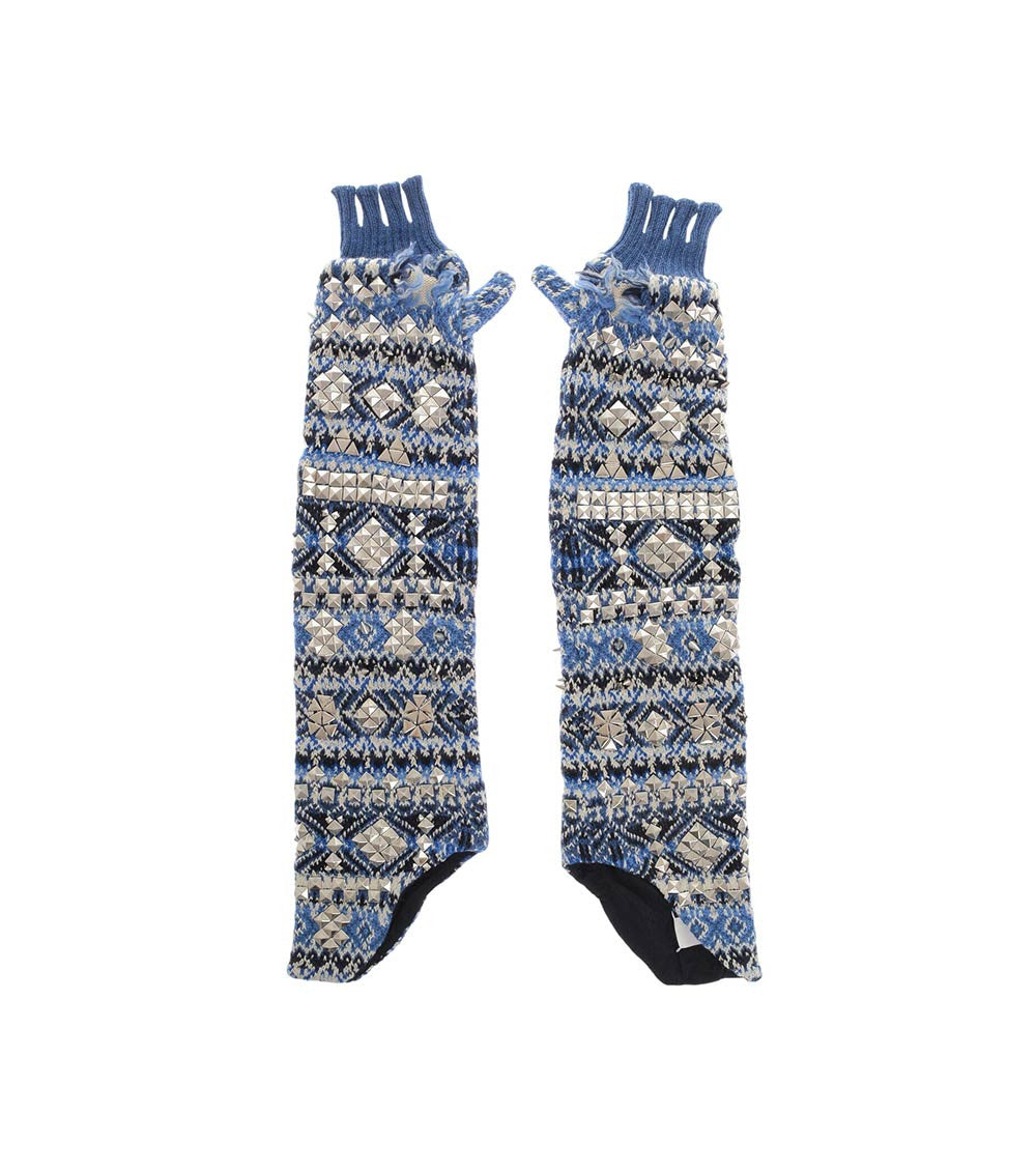 Multicolor Fingerless Studded Gloves 2