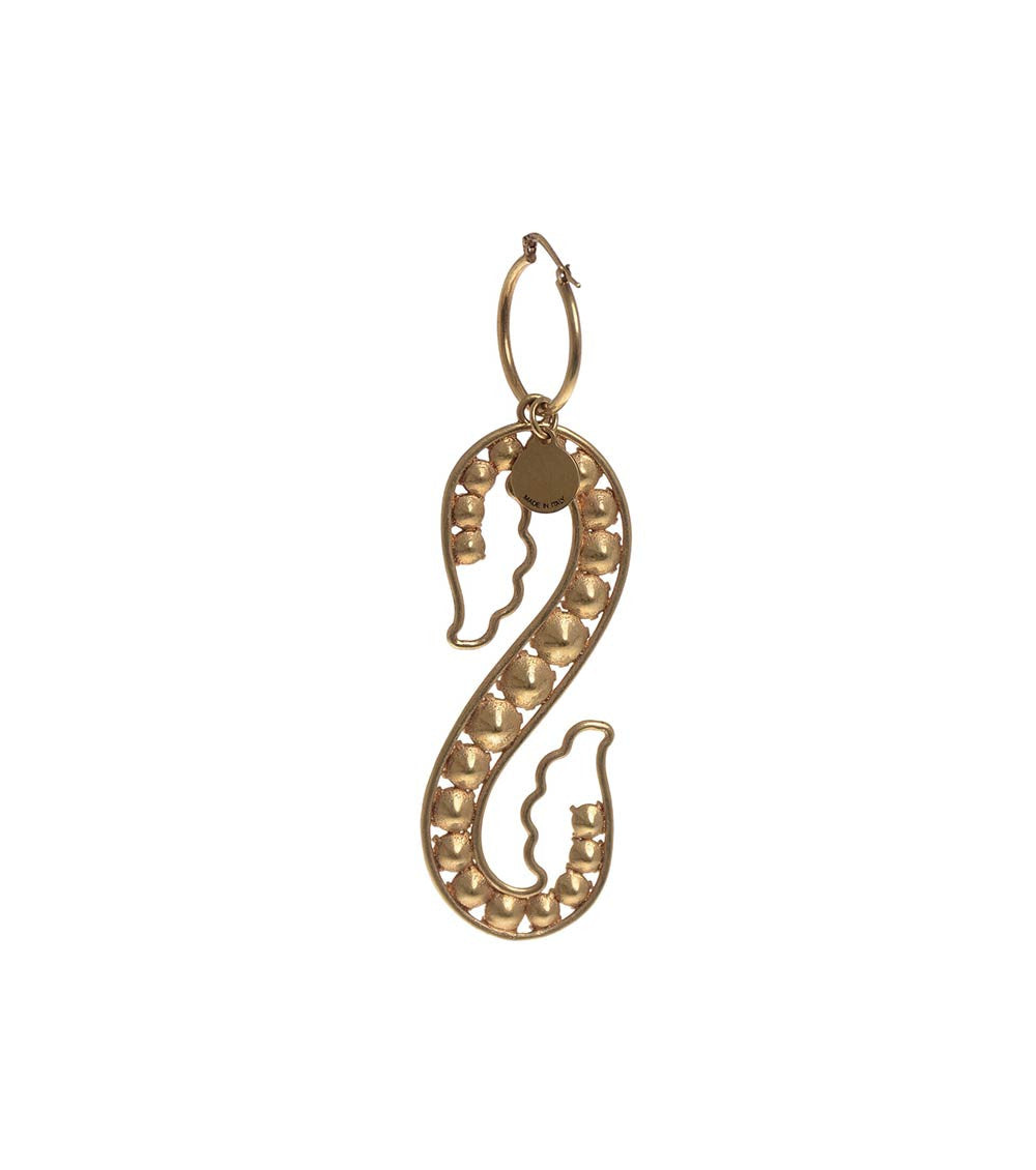 Golden S-Shape Drop Single Earring 2