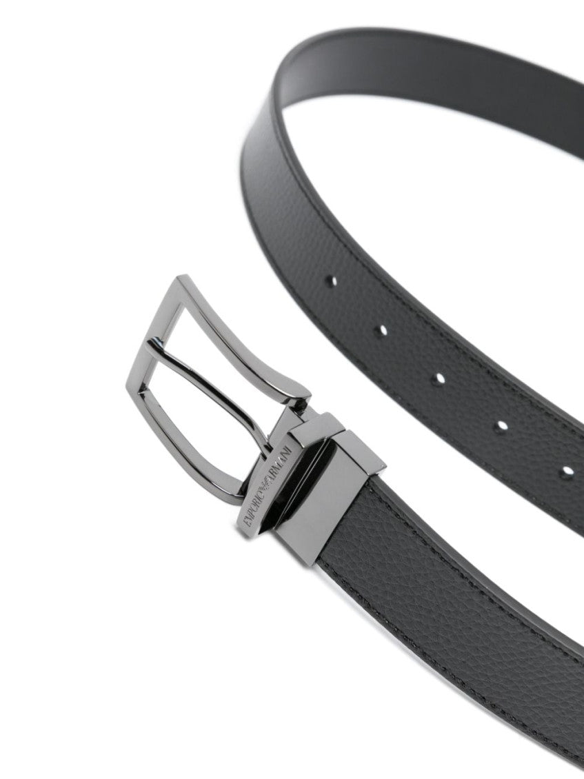 Black Logo Buckle Reversible Belt 2