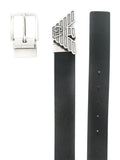 Black Logo Buckle Textured Belt 1