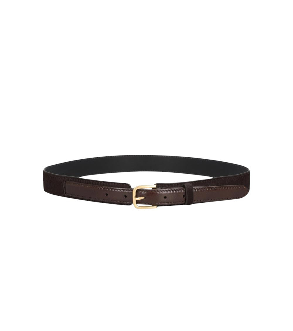 Dark Brown Logo Buckle Belt 1