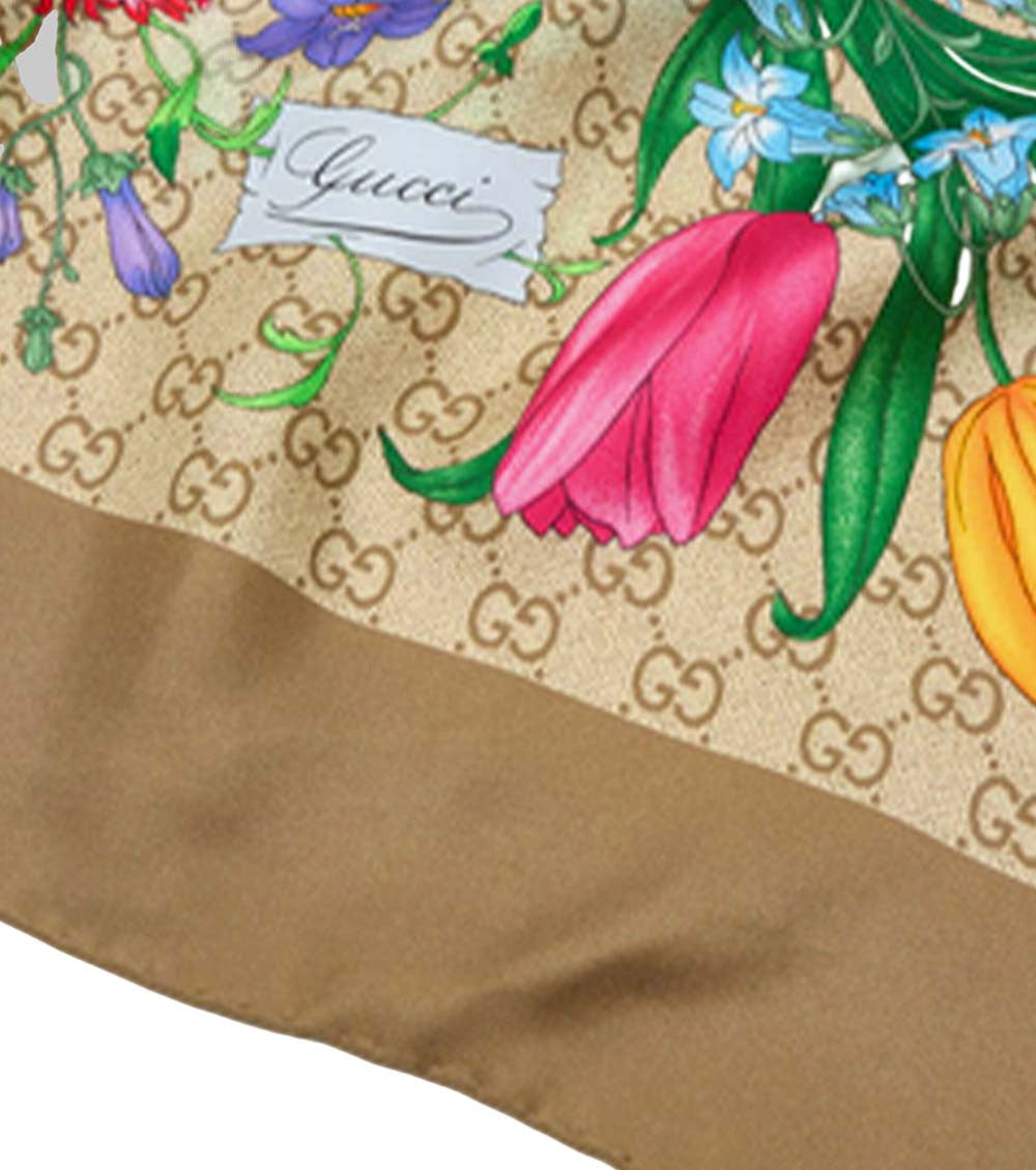 Brown GG Floral Scarf 3