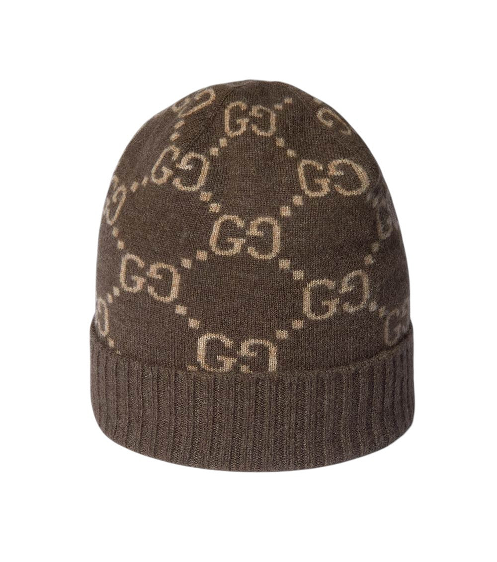 Brown GG Logo Beanie Cap 2