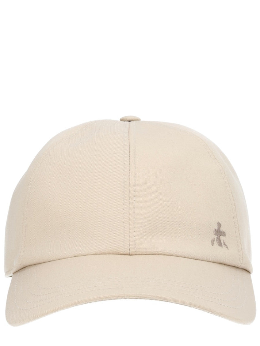 Beige Logo Solid Baseball Hat 1