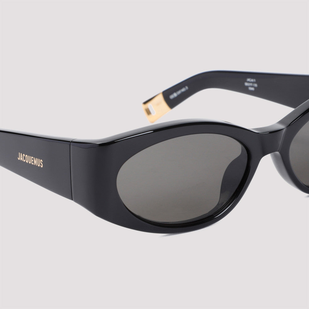 Black Oval Acetate Sunglasses 5