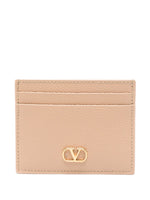 Beige VLogo Signature Card Holder 1